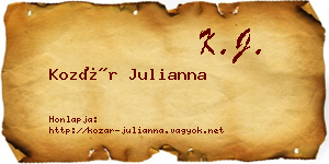 Kozár Julianna névjegykártya